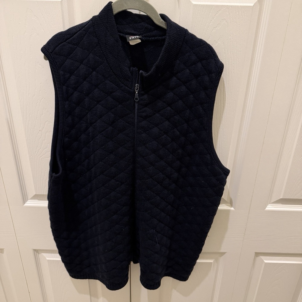 Emergency Exit Men's Navy Black Diamond Quilted Full Zip Knit Sweater No Size
